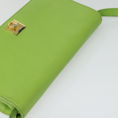 Celine Flap Shoulder Bag Leather, GREEN, LEATHER, Shoulder bag