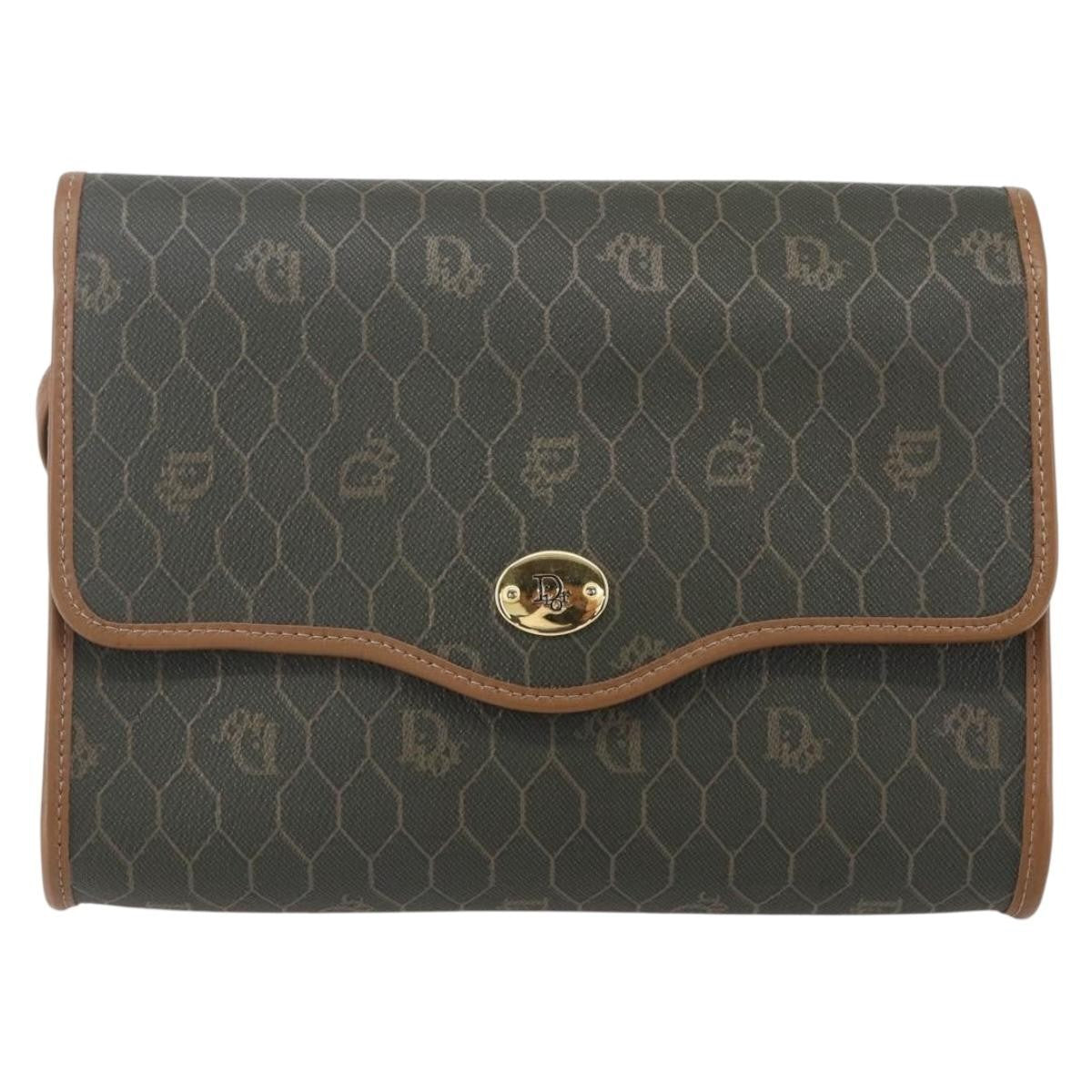 Christian Dior Vintage Honeycomb Flap Crossbody Bag Coated Canvas, KHAKI, CANVAS, Shoulder bag