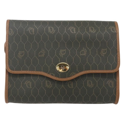 Christian Dior Vintage Honeycomb Flap Crossbody Bag Coated Canvas, KHAKI, CANVAS, Shoulder bag