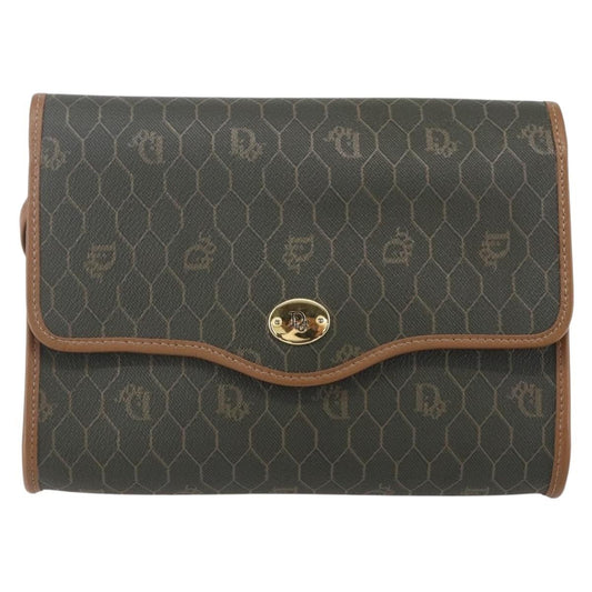 Christian Dior Vintage Honeycomb Flap Crossbody Bag Coated Canvas, KHAKI, CANVAS, Shoulder bag