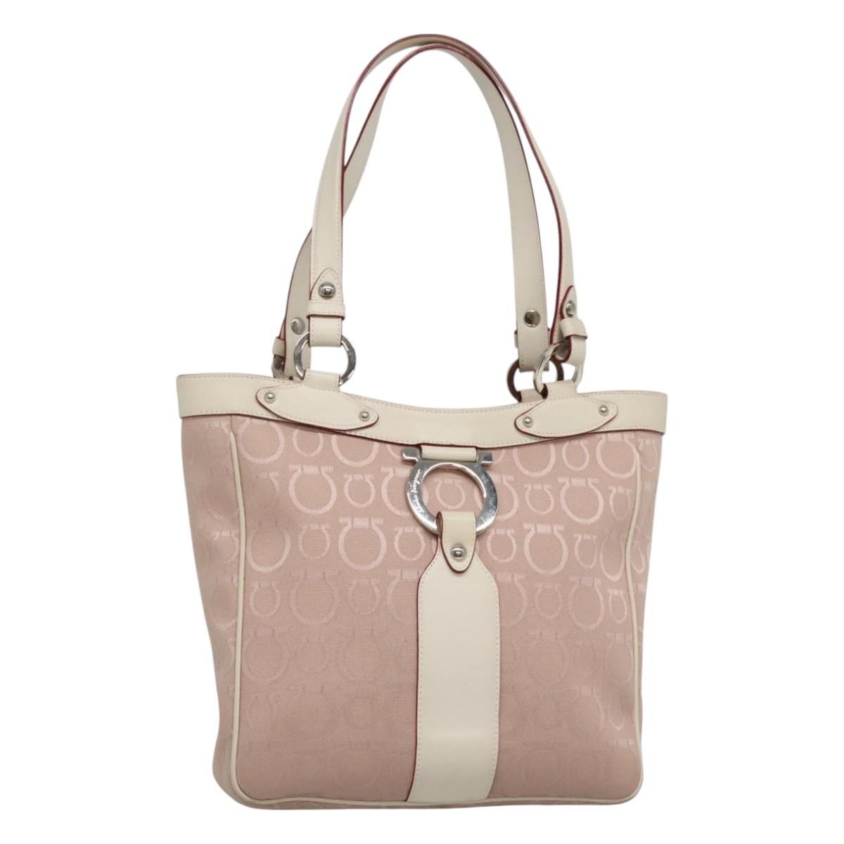 Salvatore Ferragamo Gancini Tote Canvas, PINK, CANVAS, Tote bag