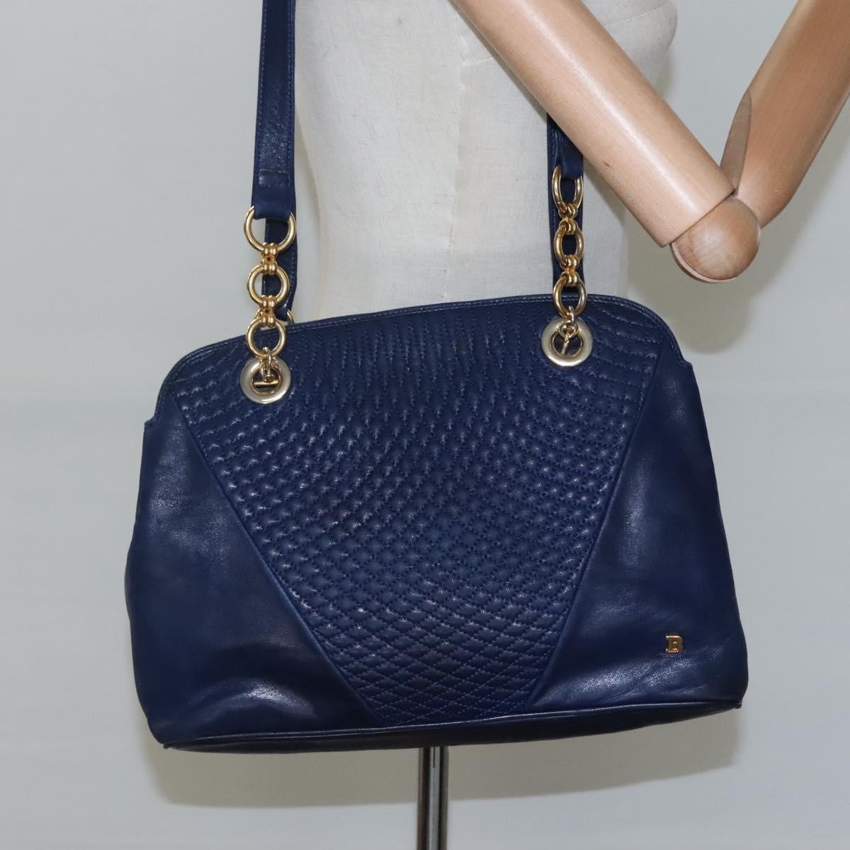 Bally Vintage Shoulder Bag Leather, NAVY, LEATHER, Shoulder bag