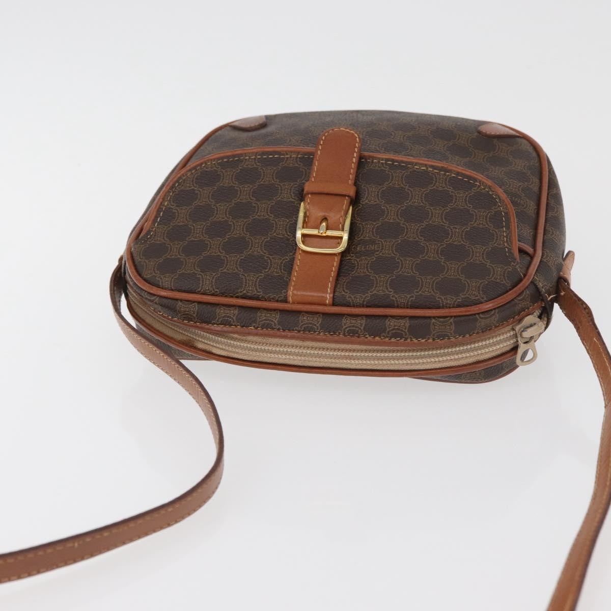 Celine Vintage Macadam Shoulder Bag Canvas, Brown, PVC, Shoulder Bag