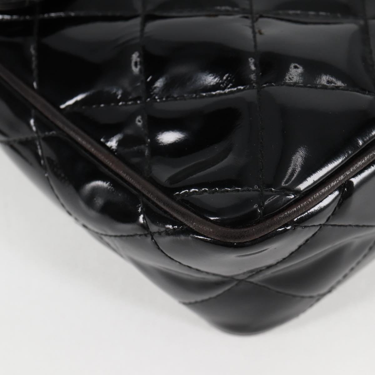 Chanel Vintage Square Front Pocket Camera Bag Quilted Patent, BLACK, PATENT_LEATHER, Crossbody bag