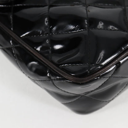Chanel Vintage Square Front Pocket Camera Bag Quilted Patent, BLACK, PATENT_LEATHER, Crossbody bag