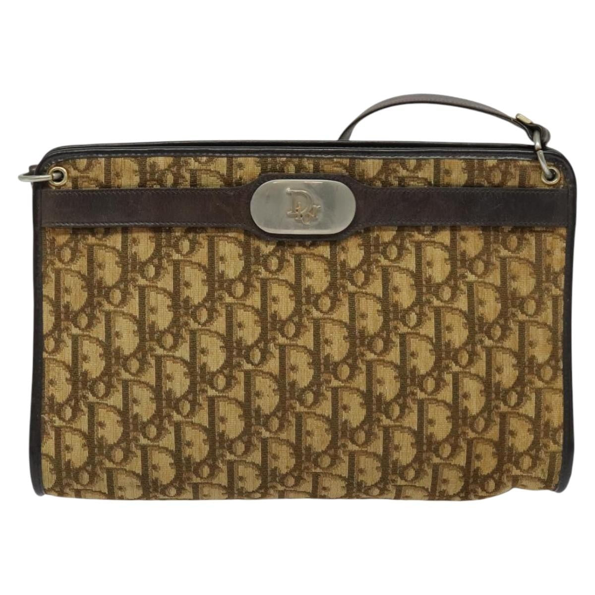 Christian Dior Vintage Trotter Shoulder Bag Canvas, BROWN, CANVAS, Shoulder bag