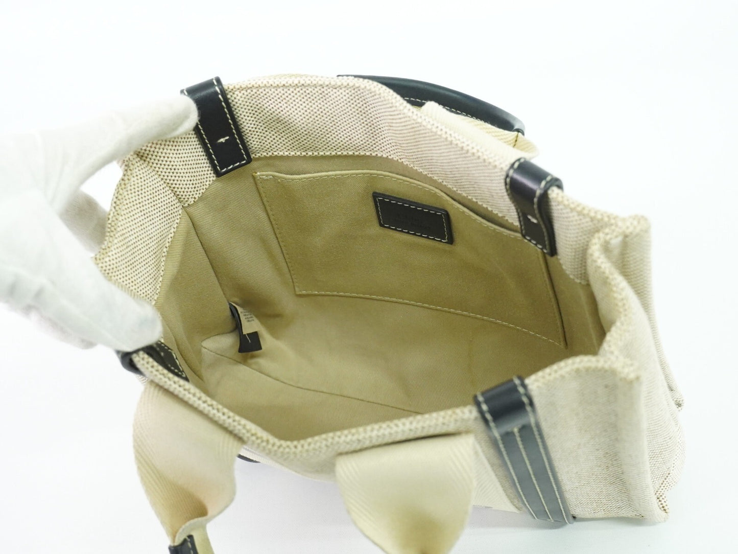 Chloe Woody Tote Canvas with Leather, WHITE, CANVAS, Tote bag