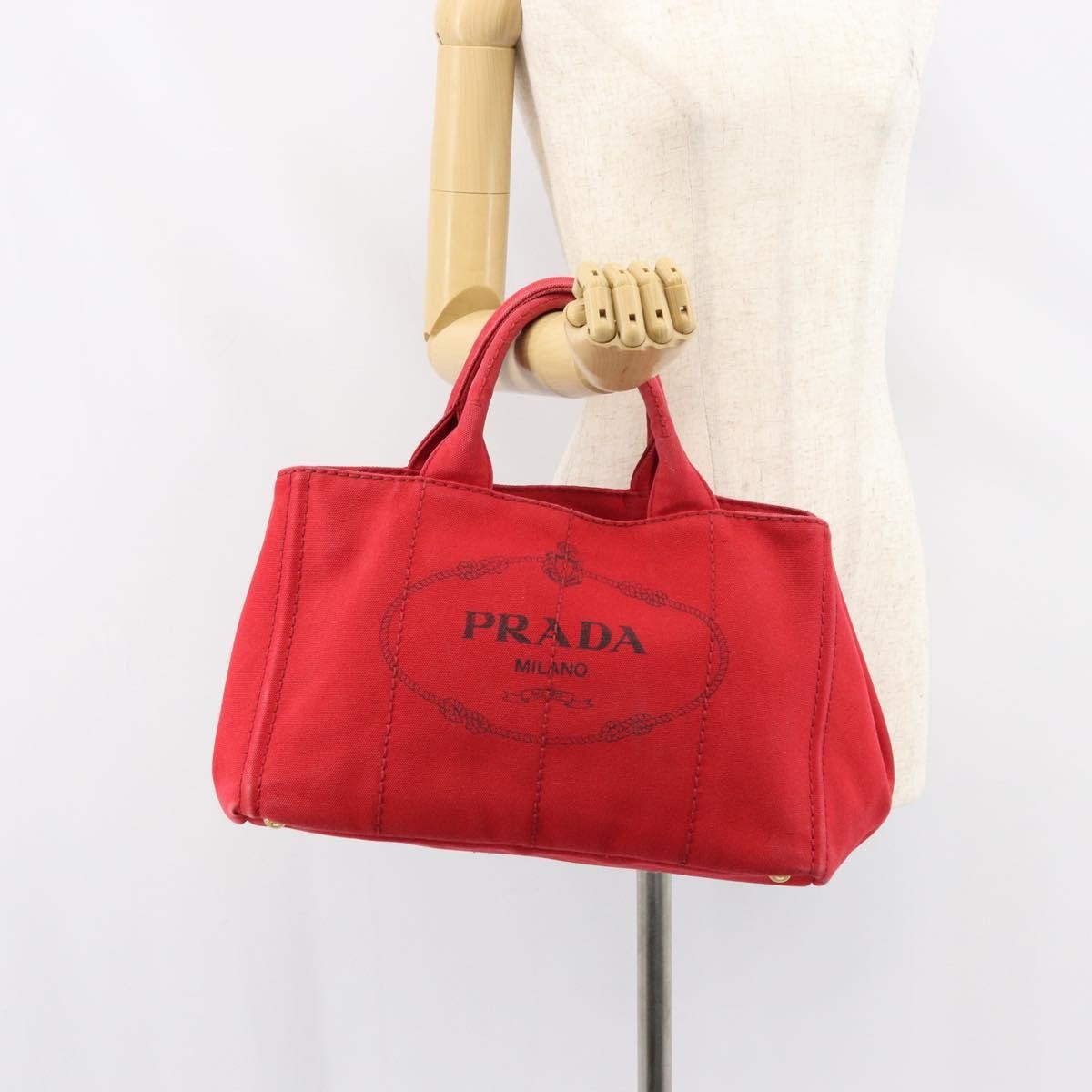 Prada Canapa Tote Canvas, RED, CANVAS, Tote bag