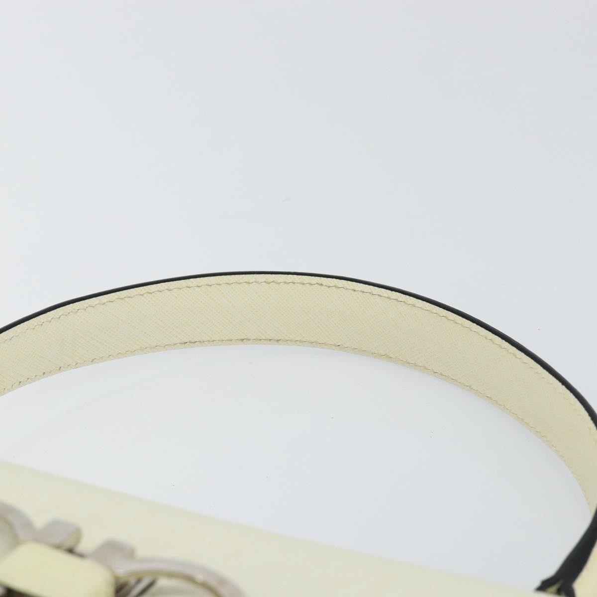 Salvatore Ferragamo Double Gancini Top Handle Bag Saffiano Leather, WHITE, LEATHER, Handbag