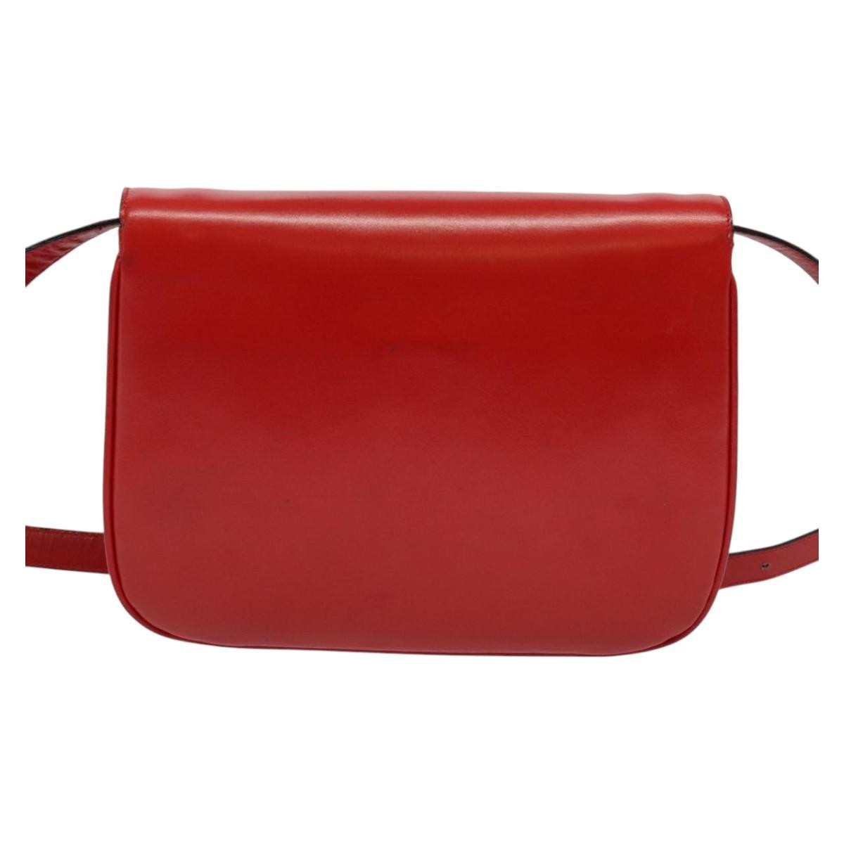 Celine Vintage Triomphe Shoulder Bag Leather, RED, LEATHER, Shoulder bag