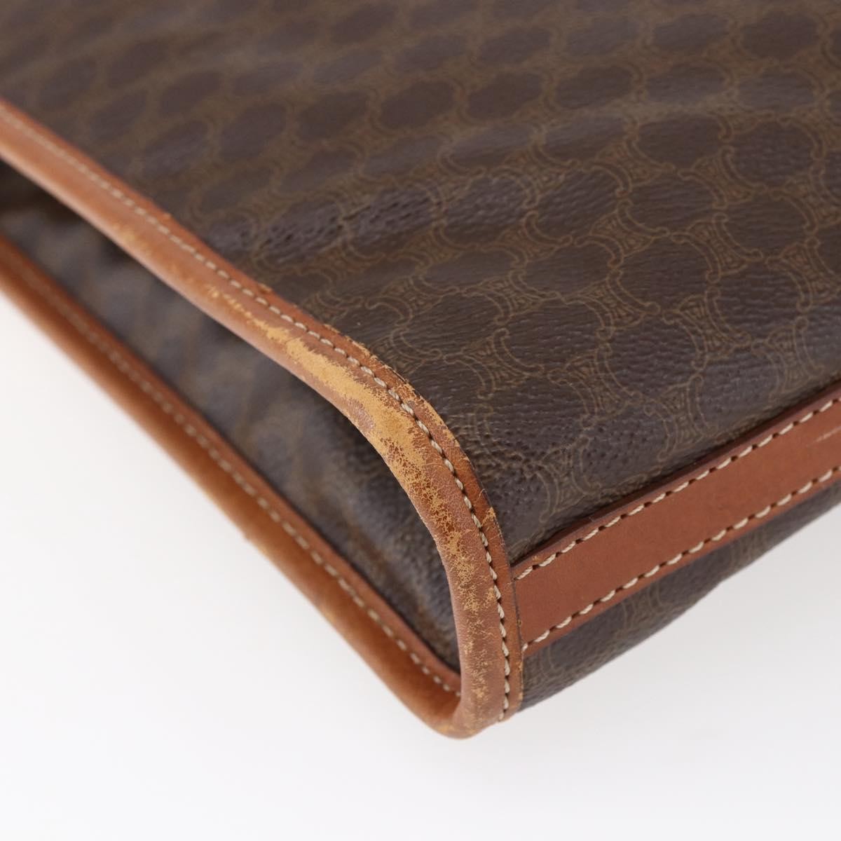 Celine Macadam Pochette Canvas, Brown, Canvas, Clutch