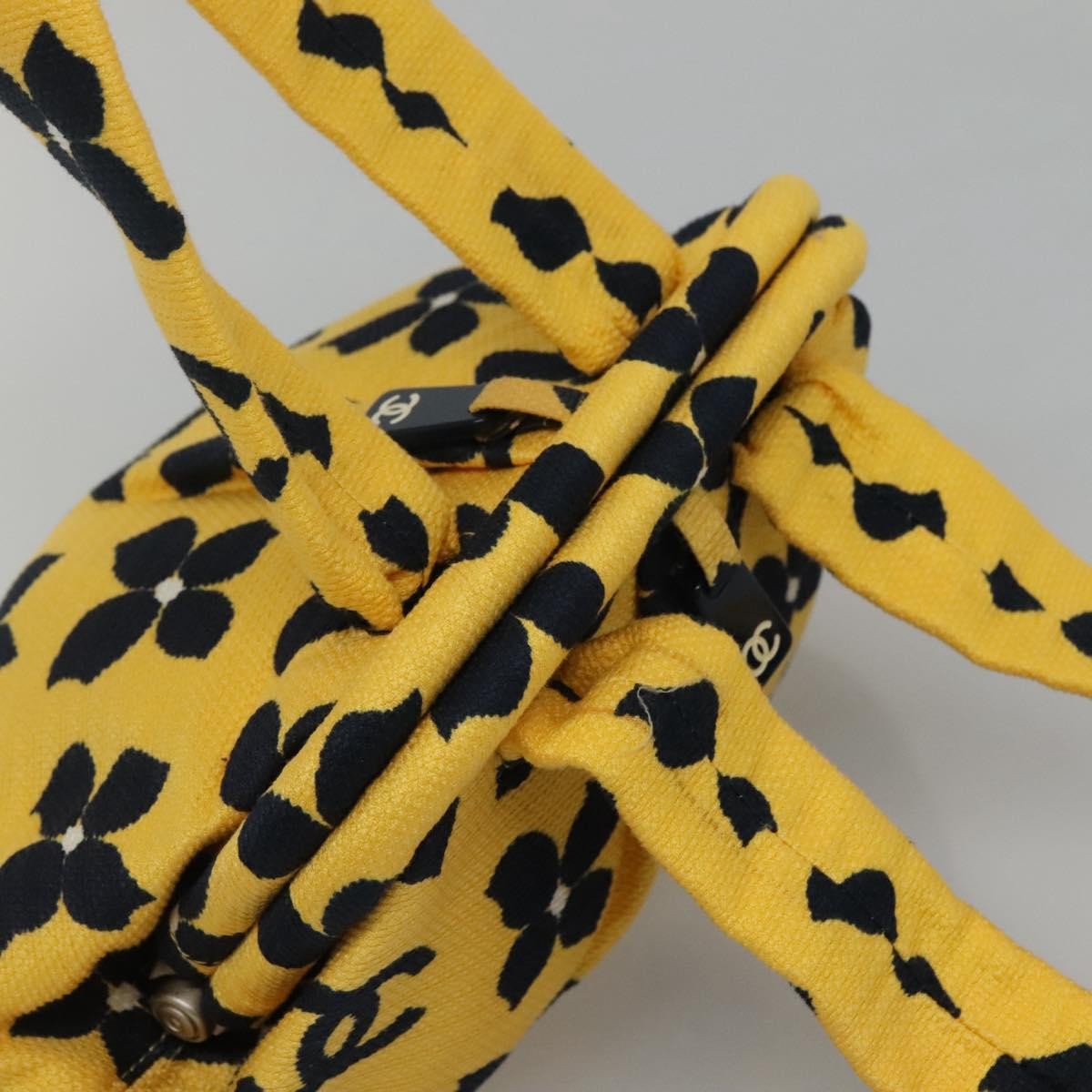 Chanel Vintage Frame Shoulder Bag Printed Canvas, YELLOW, CANVAS, Shoulder bag