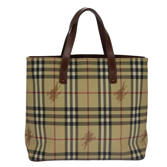 Burberry Top Handle Tote Haymarket Coated Canvas, BEIGE, CANVAS, Tote bag
