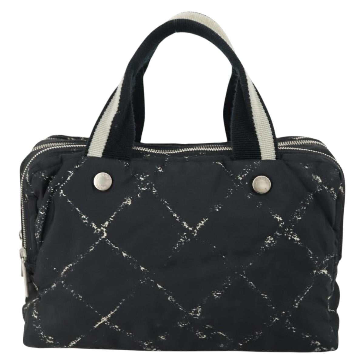 Chanel Travel Line Boston Bag Printed Nylon, BLACK, NYLON, Handbag
