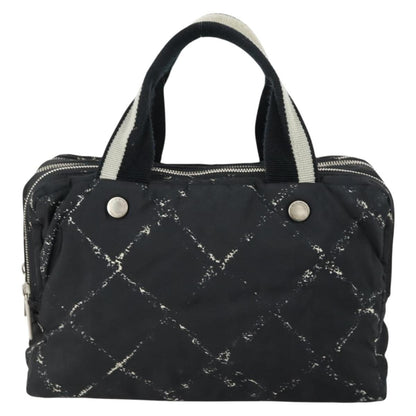 Chanel Travel Line Boston Bag Printed Nylon, BLACK, NYLON, Handbag