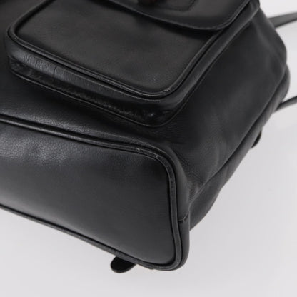 Gucci Vintage Bamboo Backpack Leather, BLACK, LEATHER, Backpack