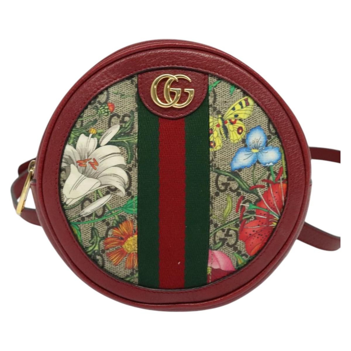 Gucci Ophidia Round Backpack Flora GG Coated Canvas, BEIGE, CANVAS, Backpack