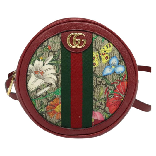 Gucci Ophidia Round Backpack Flora GG Coated Canvas, BEIGE, CANVAS, Backpack