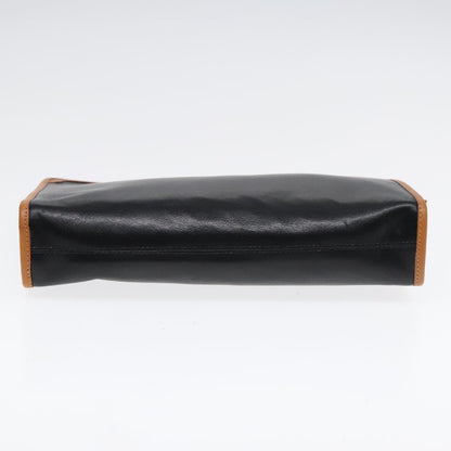 Celine Logo Triomphe Pouch Leather, BLACK, LEATHER, Clutche & pouche