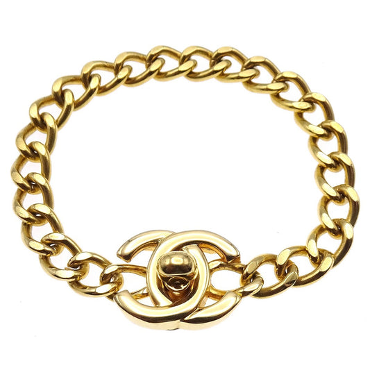Chanel Vintage CC Turnlock Chain Bracelet Metal, Gold, Gold Plated, Bracelet