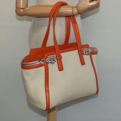 Salvatore Ferragamo Gancini Tote Canvas and Leather, BEIGE, CANVAS, Tote bag