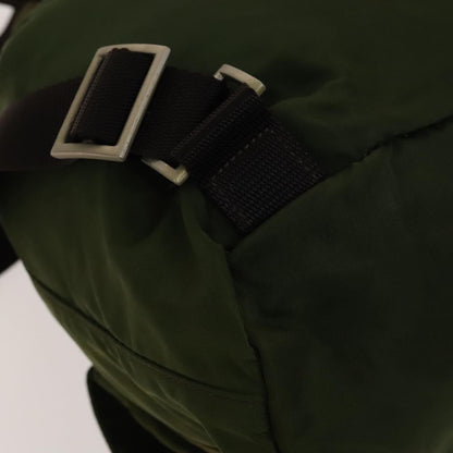 Prada Vela Double Front Pocket Backpack Tessuto with Saffiano Leather, KHAKI, NYLON, Backpack