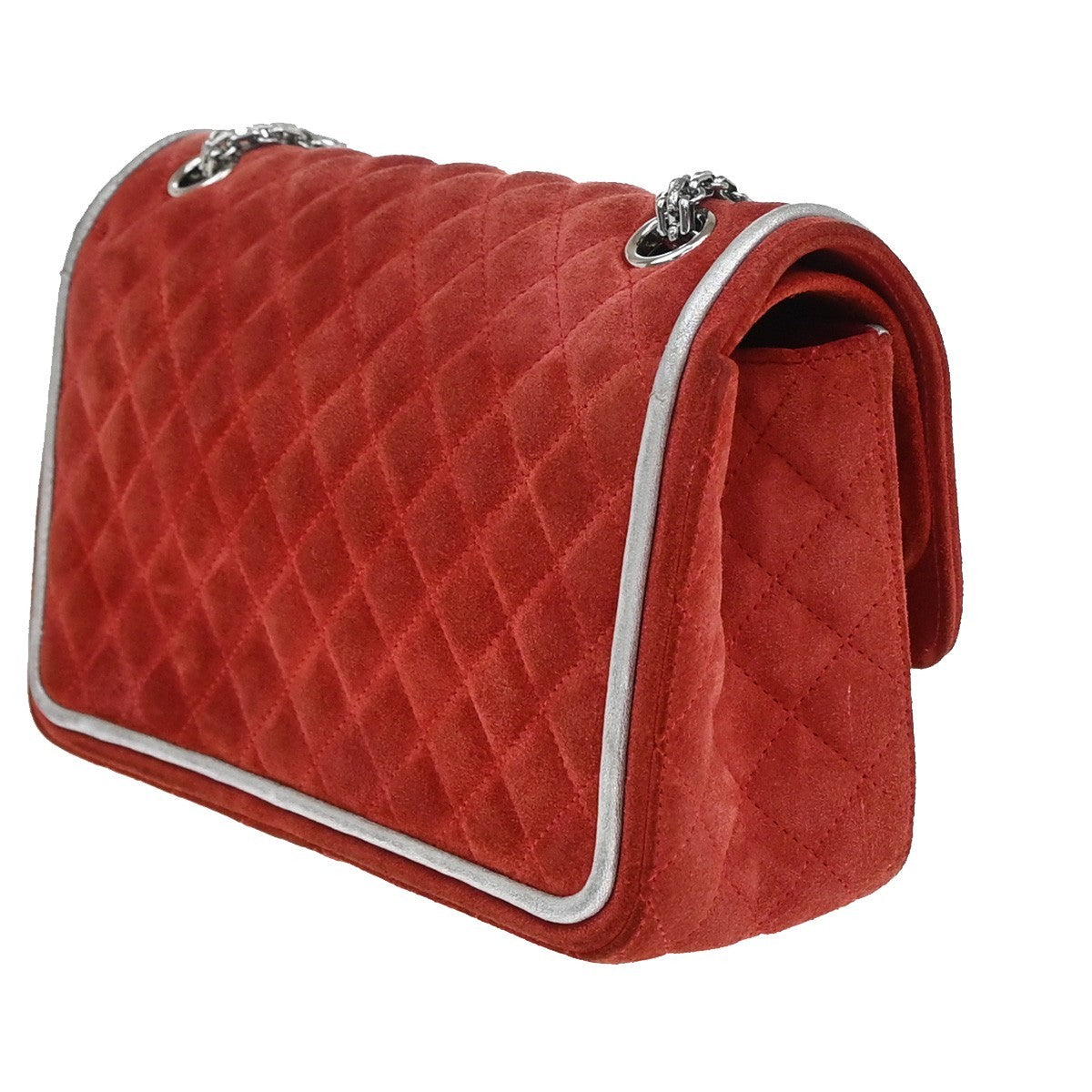 Chanel Reissue 2.55 Flap Bag Quilted Suede with Metallic Calfskin, RED, SUEDE, Shoulder bag
