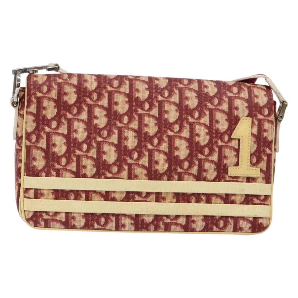 Christian Dior Vintage Flap Crossbody Bag Canvas, RED, CANVAS, Shoulder bag