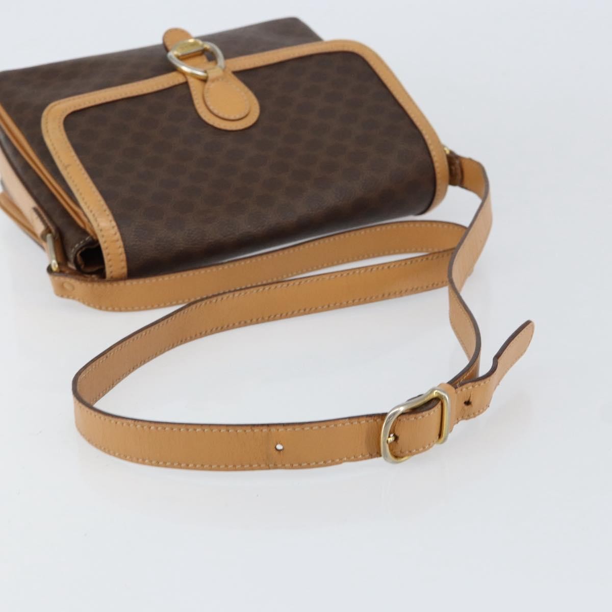 Celine Vintage Macadam Shoulder Bag Canvas and Leather, BROWN, CANVAS, Shoulder bag