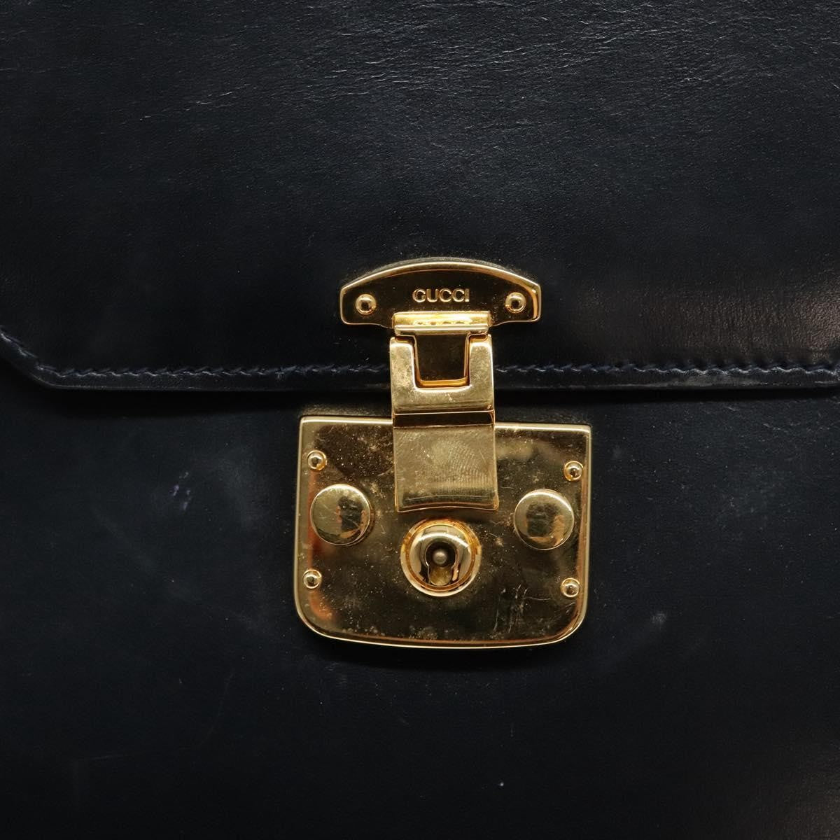 Gucci Lady Lock Leather, NAVY, LEATHER, Handbag