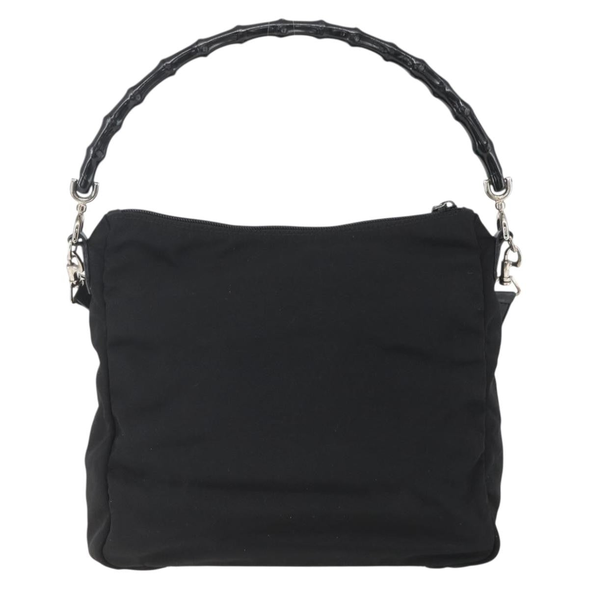 Gucci Vintage Bamboo Shoulder Bag Nylon, BLACK, NYLON, Shoulder bag
