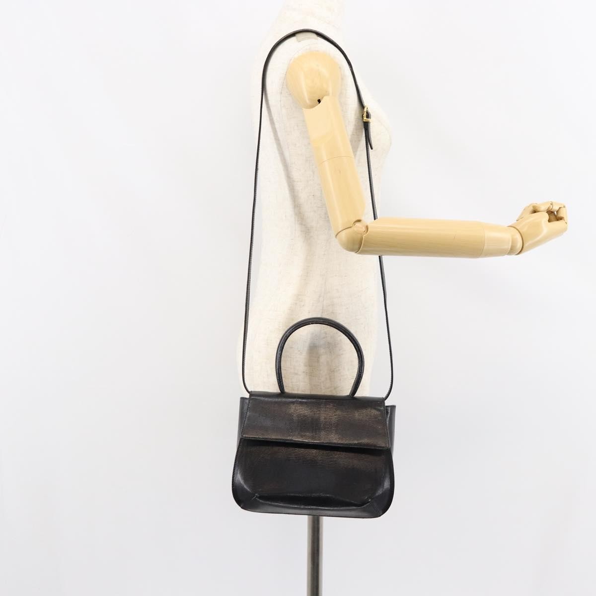 Salvatore Ferragamo Vintage Handbag Leather, BLACK, LEATHER, Handbag