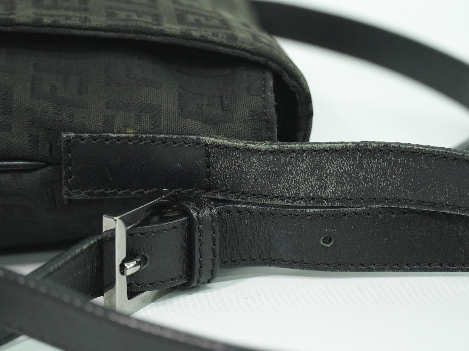 Fendi Vintage Flap Crossbody Bag Zucchino Canvas, BLACK, CANVAS, Shoulder bag