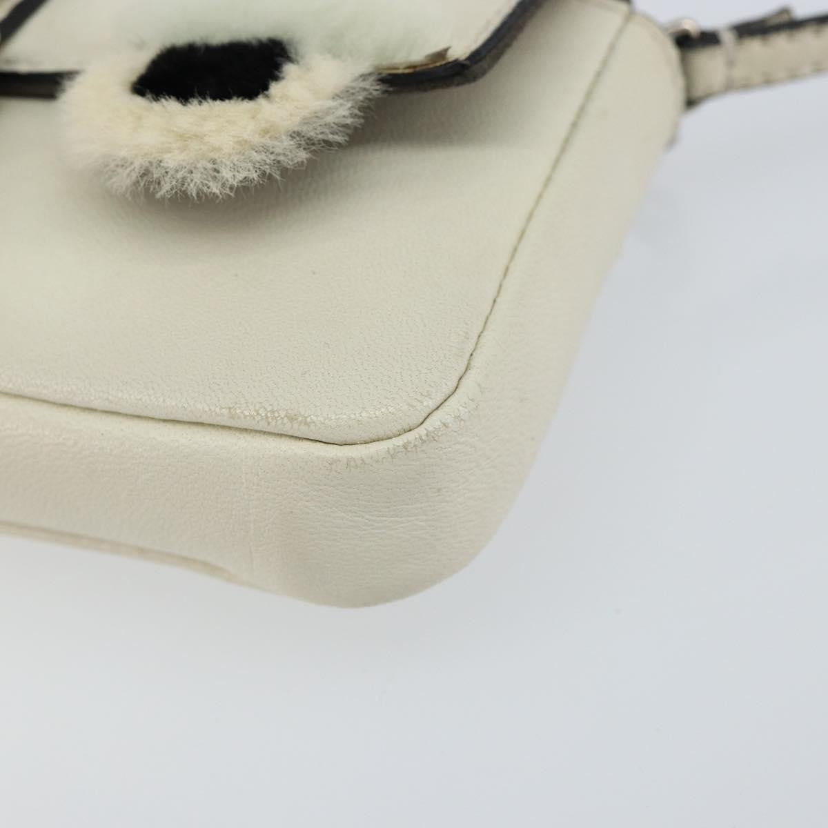 Fendi Monster Baguette Leather, WHITE, LEATHER, Shoulder bag