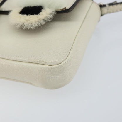 Fendi Monster Baguette Leather, WHITE, LEATHER, Shoulder bag