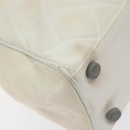 Chanel Vintage Logo Bowler Bag Quilted Canvas, WHITE, CANVAS, Handbag