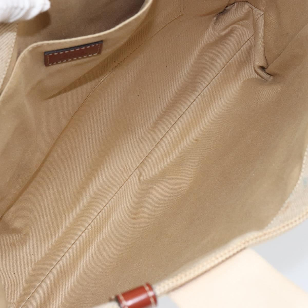 Chloe Woody Tote Canvas with Leather, BEIGE, CANVAS, Tote bag