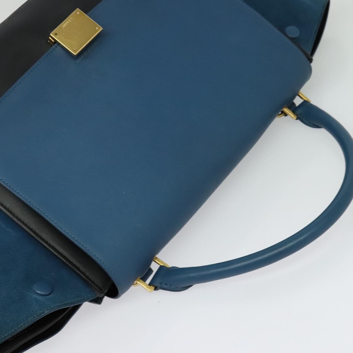 Celine Trapeze Bag Leather, BLUE, LEATHER, Handbag
