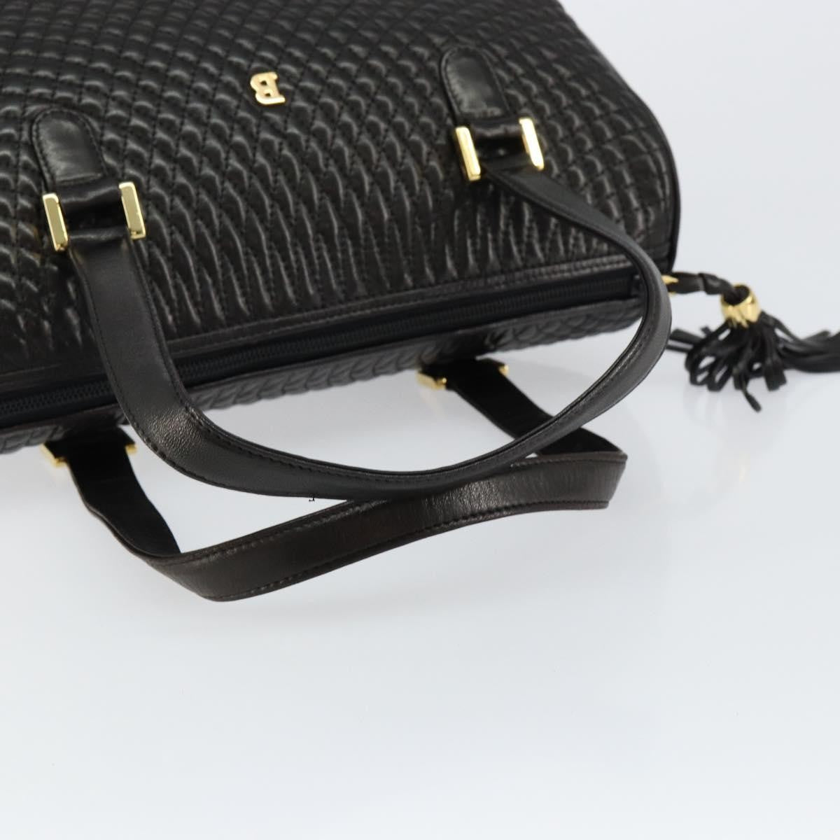 Bally Vintage Handbag Quilted Leather, BLACK, LEATHER, Handbag