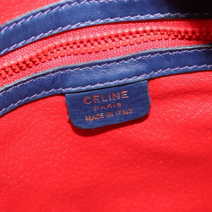 Celine Circle Logo Handbag Leather, BLUE, LEATHER, Handbag
