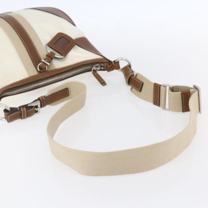 Prada Vintage Shoulder Bag Nylon and Leather, BEIGE, NYLON, Shoulder bag