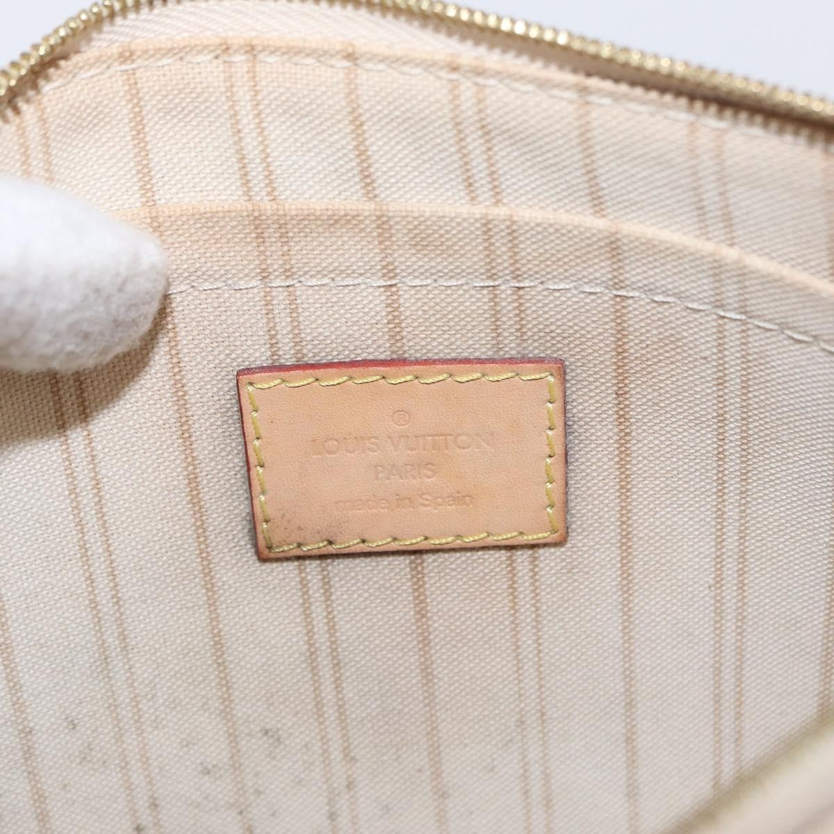 Louis Vuitton Neverfull Pochette Damier, WHITE, CANVAS, Clutche & pouche