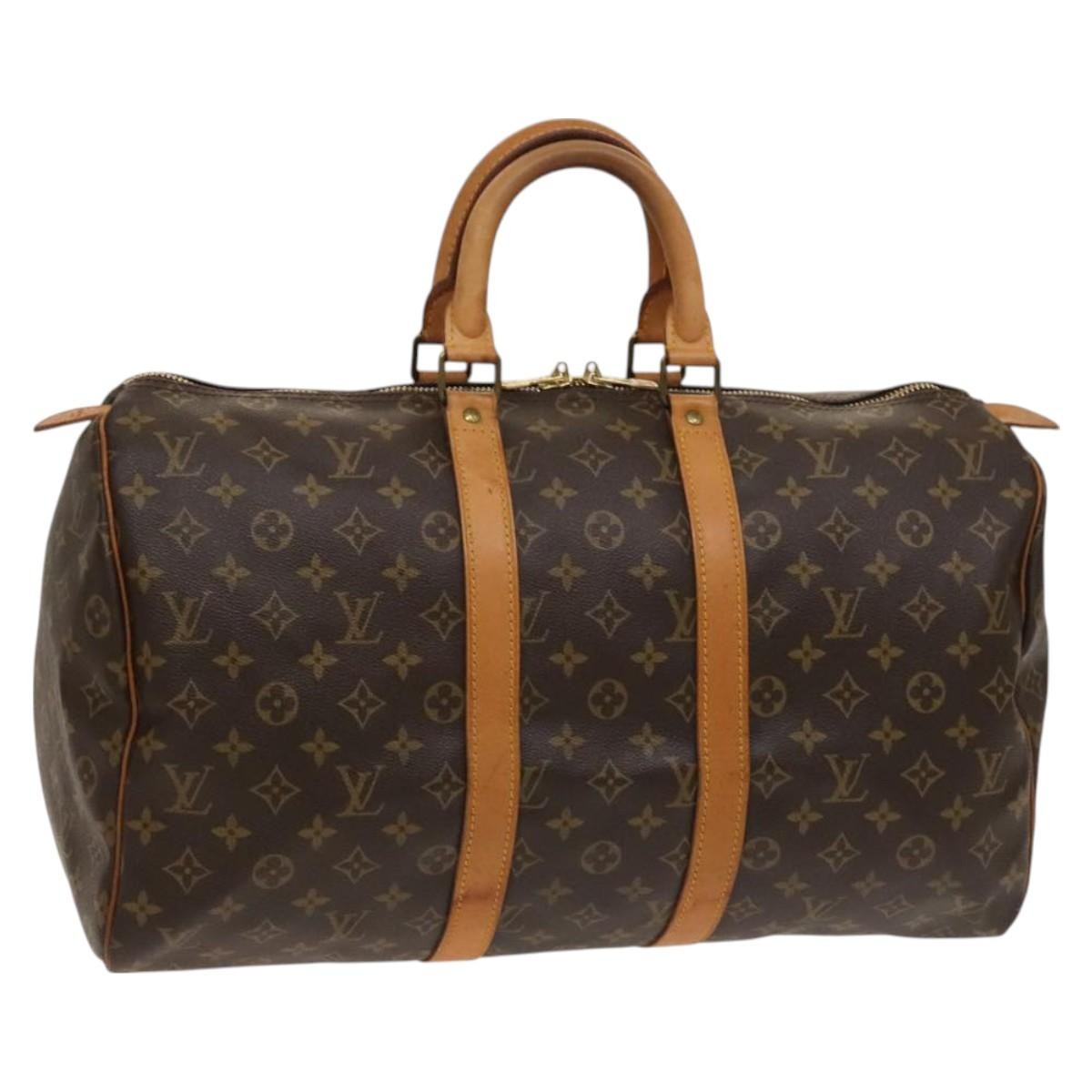 Louis Vuitton Keepall Bag Monogram Canvas, BROWN, CANVAS, Travel bag
