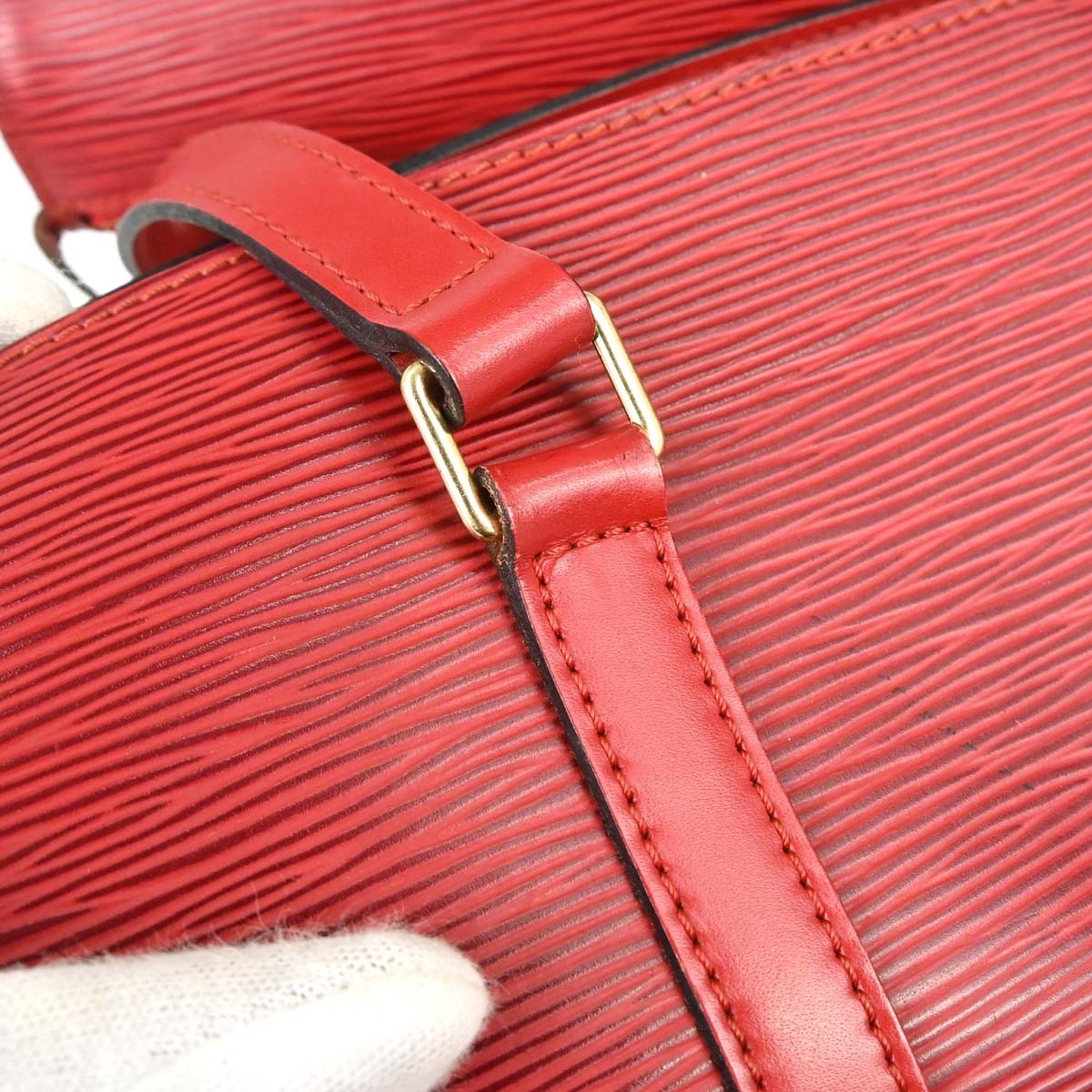 Louis Vuitton Soufflot Handbag Epi Leather, Red, Leather, Handbag