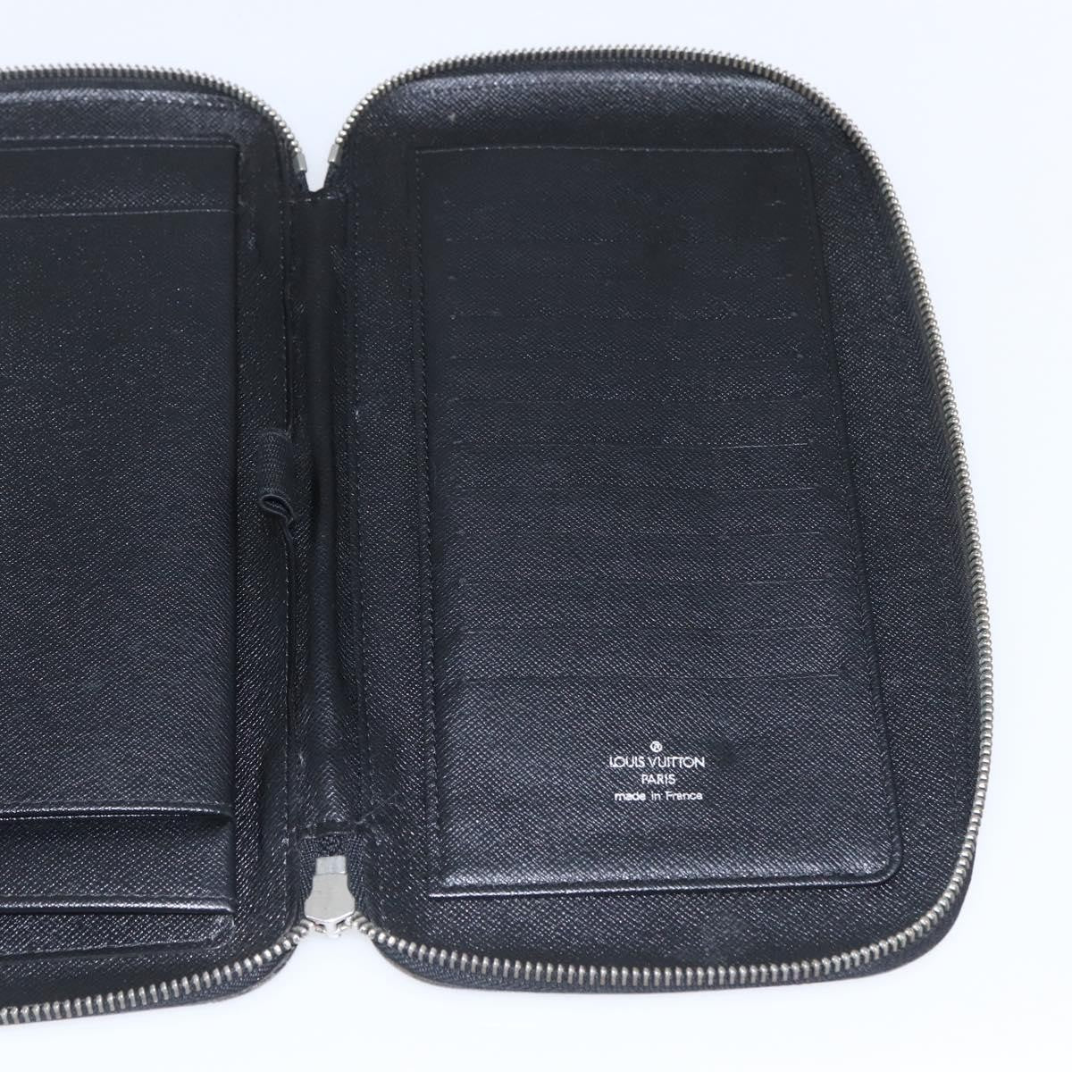 Louis Vuitton Atoll Organizer Wallet Taiga Leather, BLACK, LEATHER, Clutche & pouche