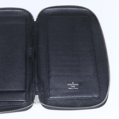 Louis Vuitton Atoll Organizer Wallet Taiga Leather, BLACK, LEATHER, Clutche & pouche