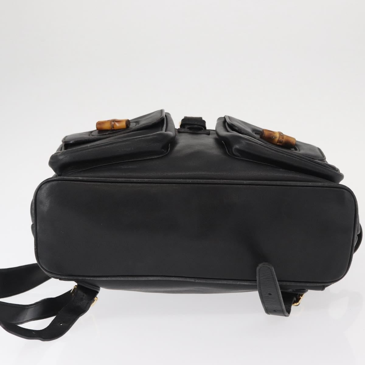 Gucci Vintage Bamboo Backpack Leather, BLACK, LEATHER, Backpack