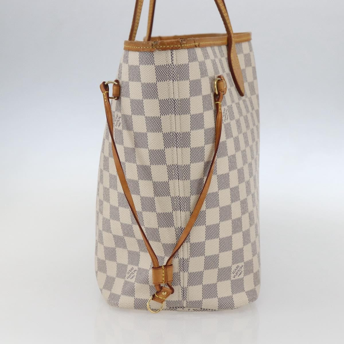 Louis Vuitton Neverfull Tote Damier azur, WHITE, CANVAS, Tote bag