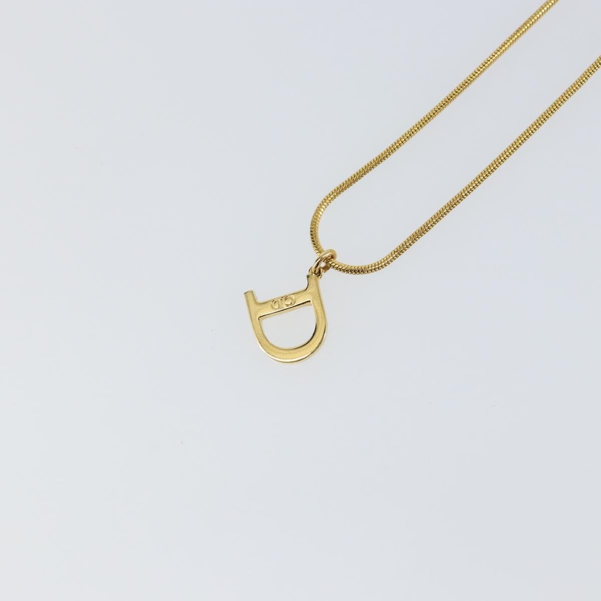 Christian Dior D logo Pendant Necklace Metal, GOLD, METAL, Necklace