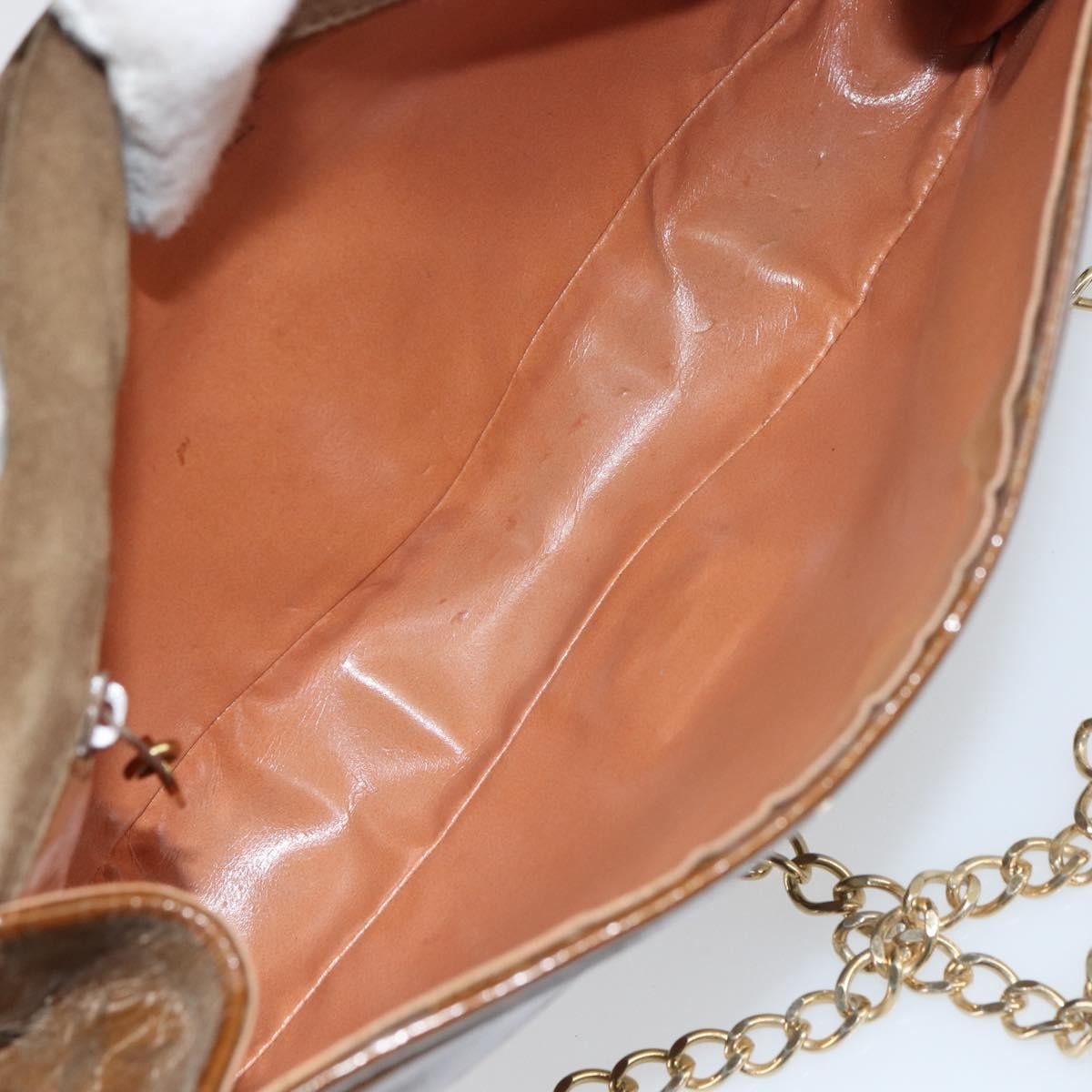 Bally Vintage Chain Shoulder Bag Quilted Patent leather, BROWN, PATENT_LEATHER, Shoulder bag